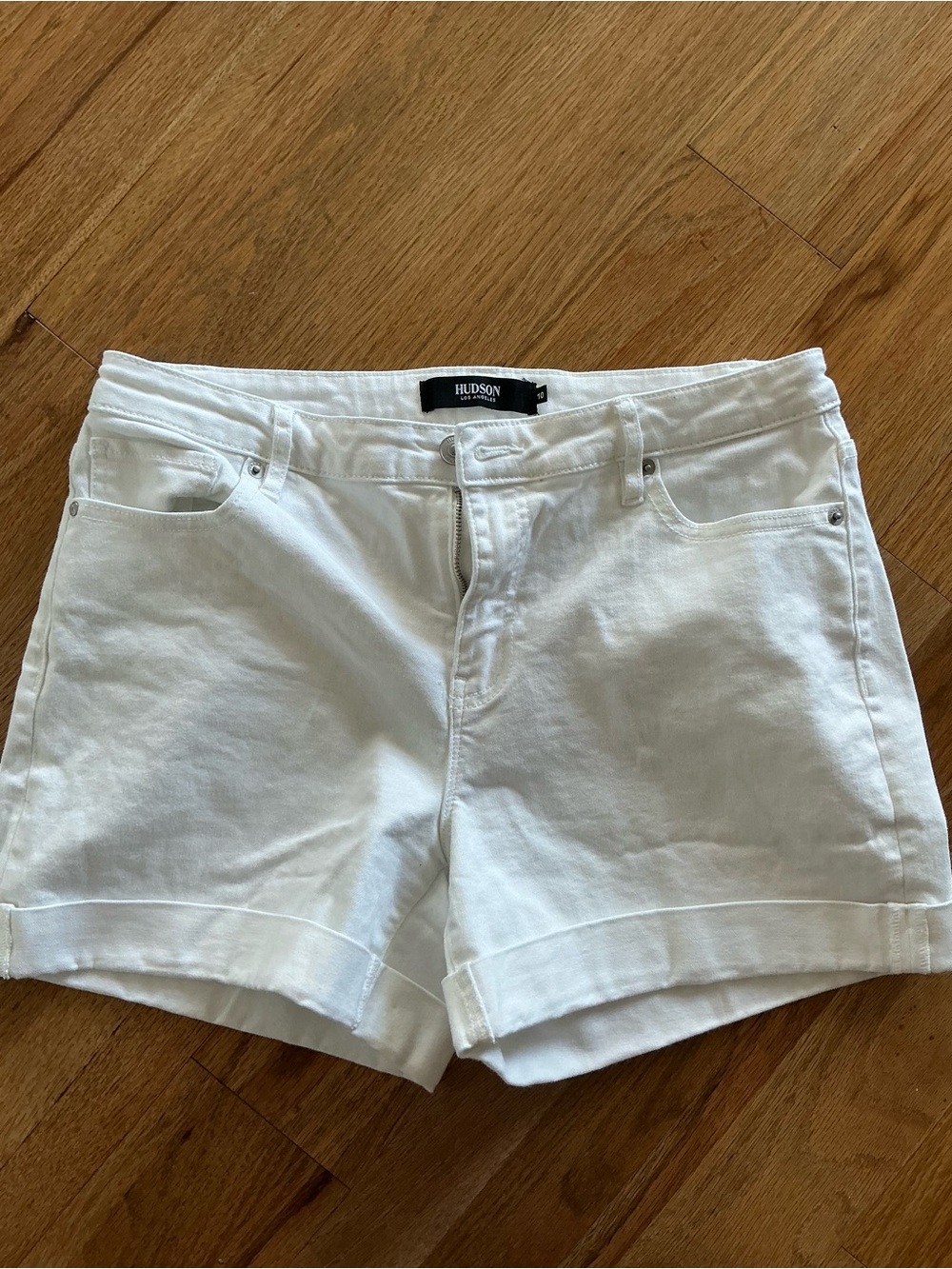 Hudson Jeans White Rolled-Cuff Denim Shorts 10/30